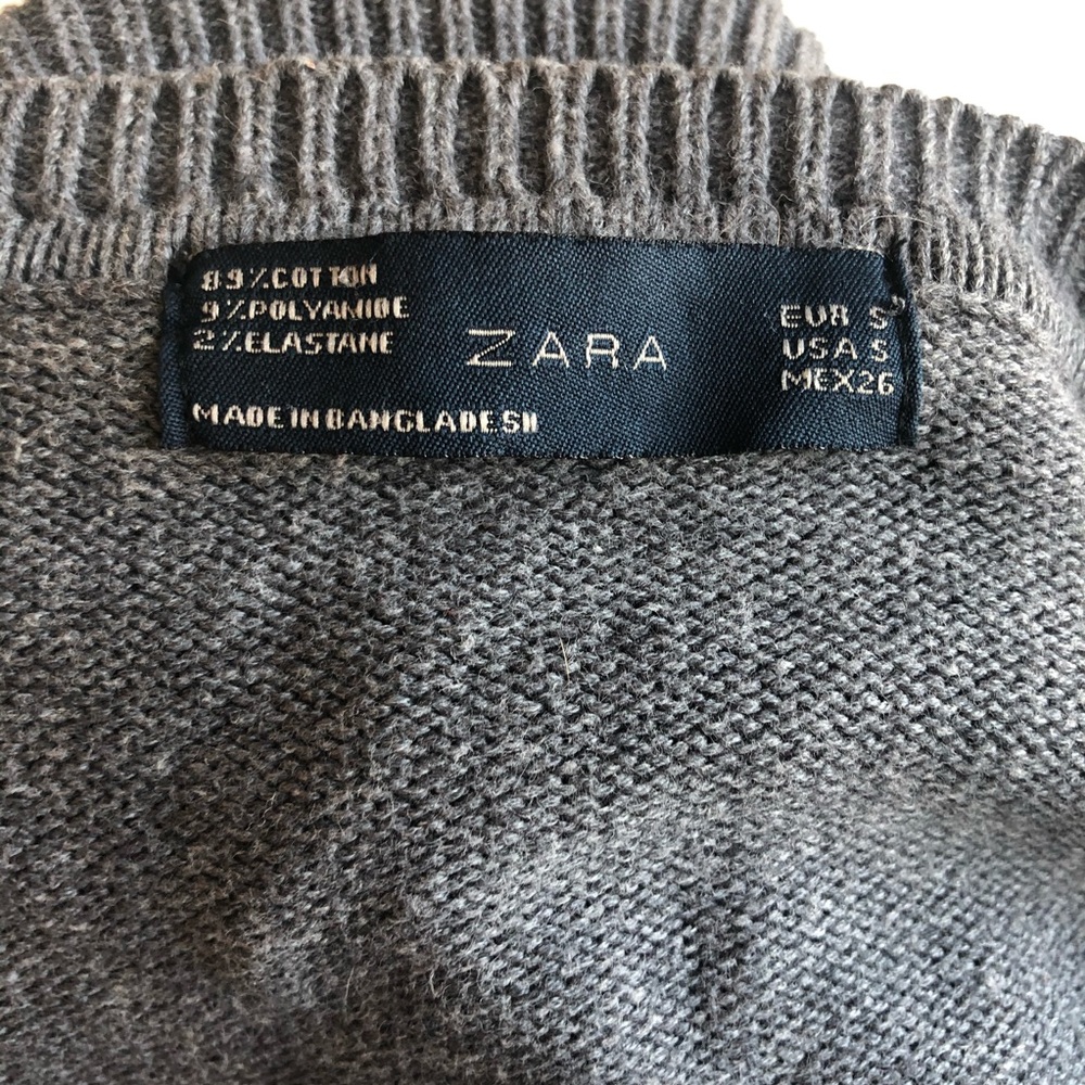 5/$25 ZARA Grey V neck long sleeve knit Sweater - Picture 4 of 4